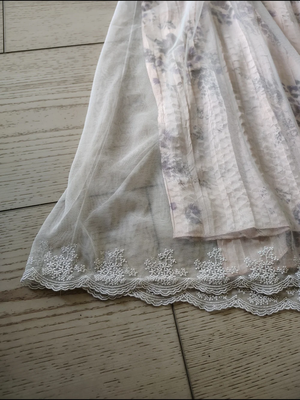Sheer Floral Ruffle Cami — Blush and Lavender